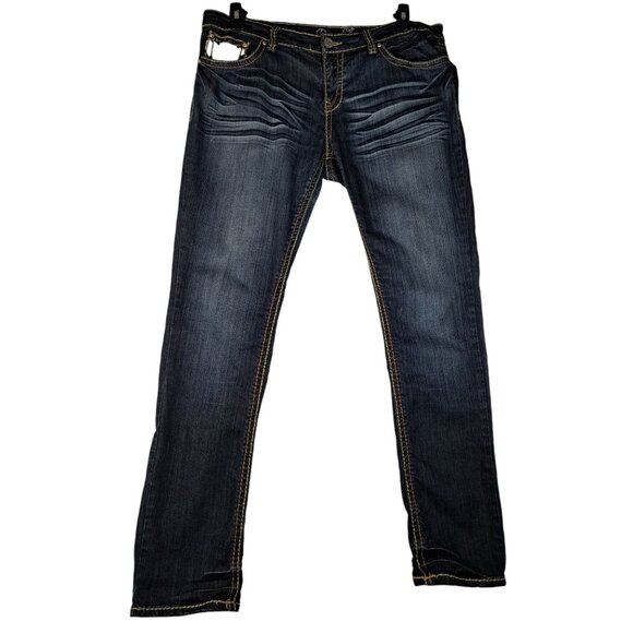 Y2K Request Express Womens Denim Bootcut Jeans 19/38 Denim Dark Wash (FLAW) - Picture 16 of 16